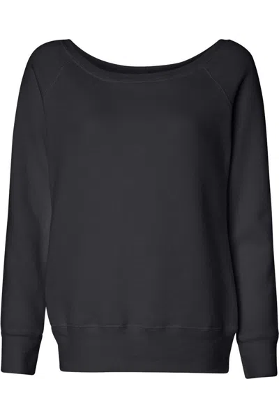 Bella+canvas Womens Sponge Fleece Wide Neck Sweatshirt In Black