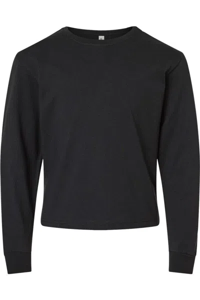 Bella+canvas Kids' Youth 6oz. Heavyweight Long Sleeve Tee In Black