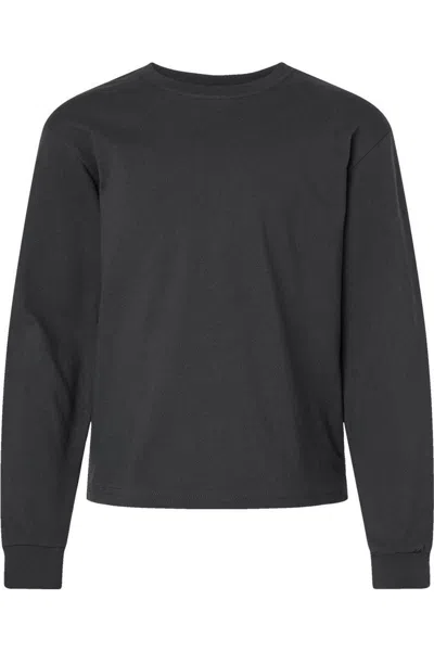 Bella+canvas Kids' Youth 6oz. Heavyweight Long Sleeve Tee In Black