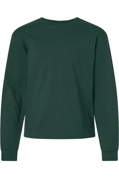 Bella+canvas Kids' Youth 6oz. Heavyweight Long Sleeve Tee In Green