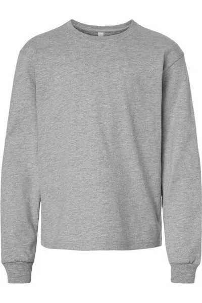 Bella+canvas Kids' Youth 6oz. Heavyweight Long Sleeve Tee In Gray