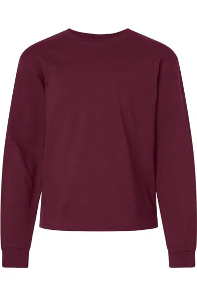 Bella+canvas Kids' Youth 6oz. Heavyweight Long Sleeve Tee In Red
