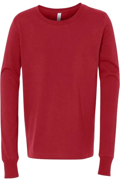 Bella+canvas Kids' Youth Jersey Long Sleeve Tee In Red
