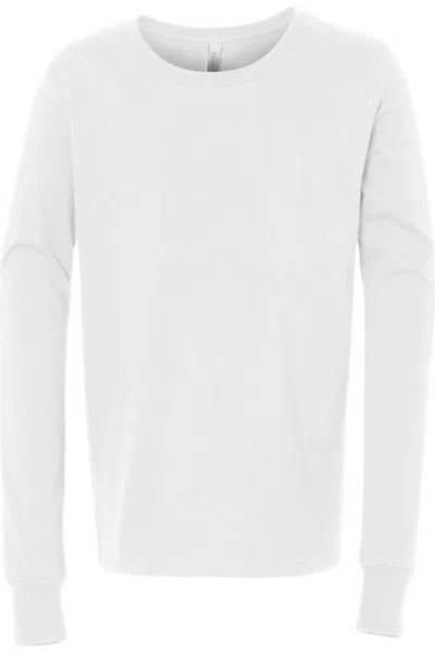 Bella+canvas Kids' Youth Jersey Long Sleeve Tee In White