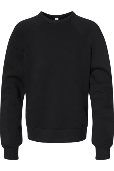 Bella+canvas Kids' Youth Sponge Fleece Crewneck Sweatshirt In Black
