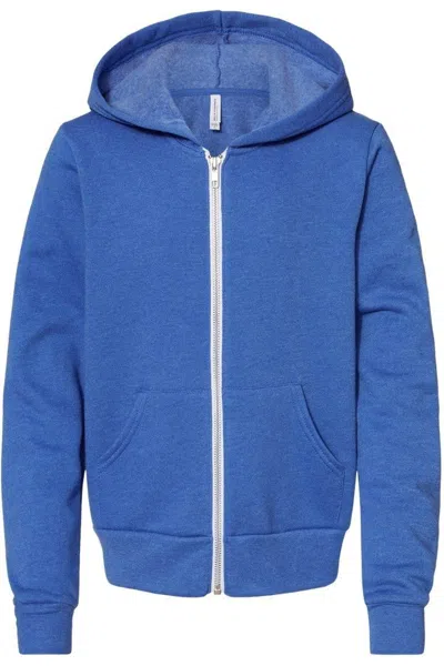 Bella+canvas Kids' Youth Sponge Fleece Full-zip Hoodie In Blue