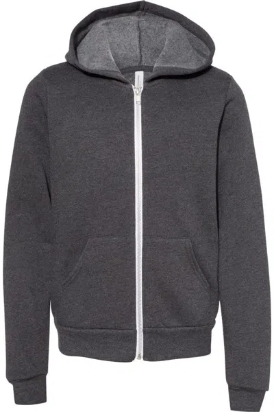 Bella+canvas Kids' Youth Sponge Fleece Full-zip Hoodie In Gray