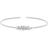Bella Cavo Rhodium Cable Cuff Bracelet With Simulated Diamond Leaf Pattern In Silver In Silver