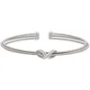 Bella Cavo Rhodium Three Cable Cuff Bracelet With Rhodium Simulated Diamond Infinity In Silver In Silver