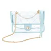 Bella Chic Women's Quilted Clear Pvc Bag In Powder Blue In Blue