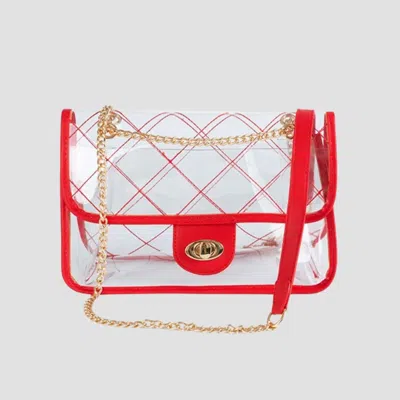 Bella Chic Women's Quilted Clear Pvc Bag In Red In Multi