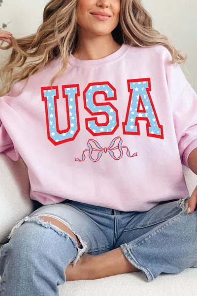 Bella Closet Usa Fleece Sweatshirt In Pink