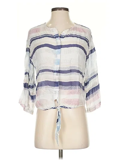 Pre-owned Bella Dahl 3/4 Sleeve Button Down Shirt In Blue