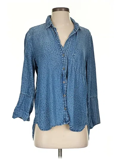 Pre-owned Bella Dahl 3/4 Sleeve Button Down Shirt In Blue