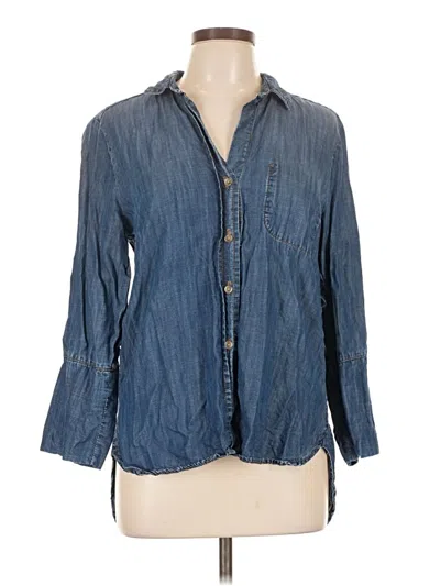 Pre-owned Bella Dahl 3/4 Sleeve Button Down Shirt In Blue