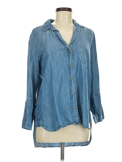 Pre-owned Bella Dahl 3/4 Sleeve Button Down Shirt In Blue