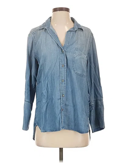 Pre-owned Bella Dahl 3/4 Sleeve Button Down Shirt In Blue