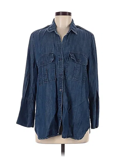 Pre-owned Bella Dahl 3/4 Sleeve Button Down Shirt In Blue