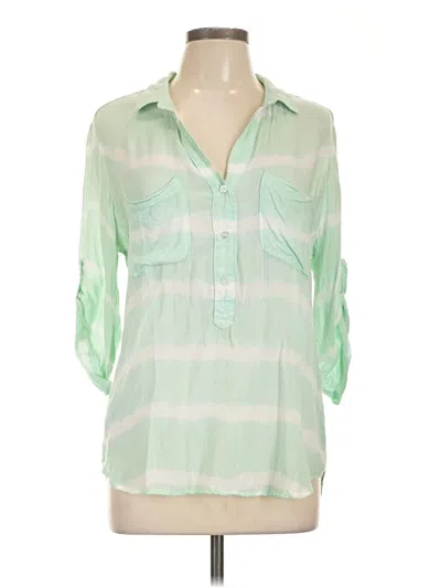 Pre-owned Bella Dahl 3/4 Sleeve Button Down Shirt In Green