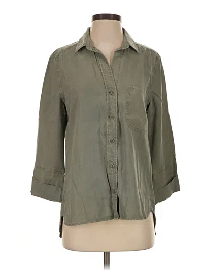 Pre-owned Bella Dahl 3/4 Sleeve Button Down Shirt In Green