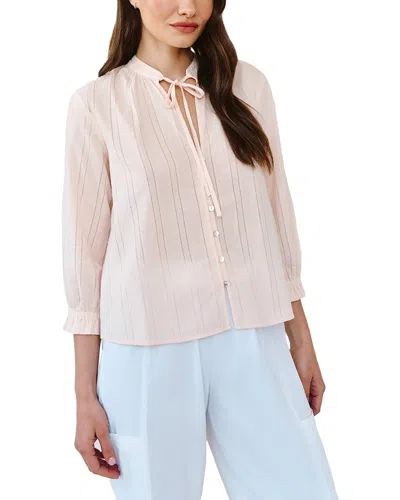 Bella Dahl 3/4-sleeve Tie-neck Blouse In Pink