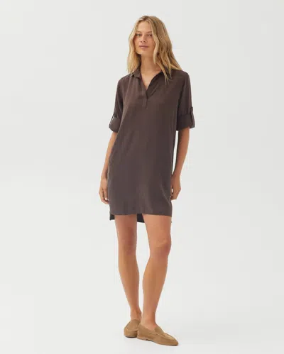 Bella Dahl A Line Rolled Tab Sleeve Dress In Brown
