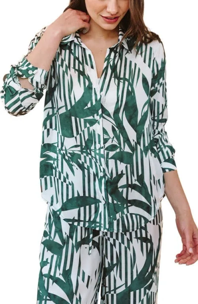 Bella Dahl Abstract Leaf Print Button-up Shirt In Multi