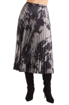Bella Dahl Abstract Print Hand Pleated Midi Skirt In Silver Dye Print