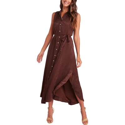 Bella Dahl Animal Jacquard Sleeveless Shirtdress In Cafe Noir