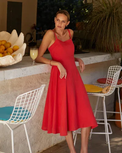 Bella Dahl Apron Midi Dress In Scarlet Sand In Red