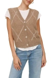 Bella Dahl Argyle Sweater Vest In Brown