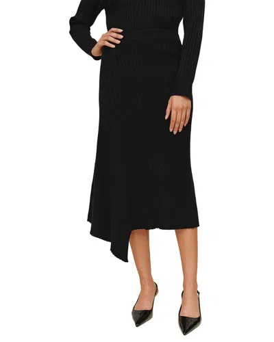 Bella Dahl Asymmetric Hem Wool-blend Skirt In Black