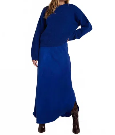 Bella Dahl Asymmetric Side Slit Bias Skirt In Blue