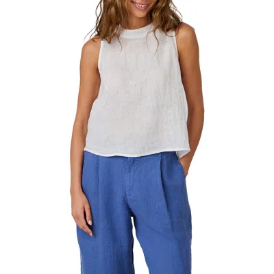Bella Dahl Back Button Sleeveless Linen Top In White