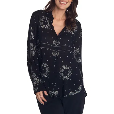 Bella Dahl Bandana Print Button-up Shirt In Black