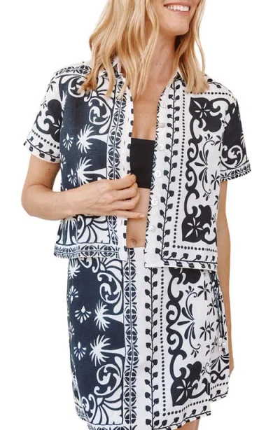 Bella Dahl Bandana Print Button-up Top In Multi