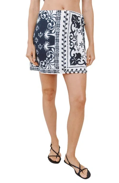Bella Dahl Bandana Print Side Tie Wrap Miniskirt In Animal Print