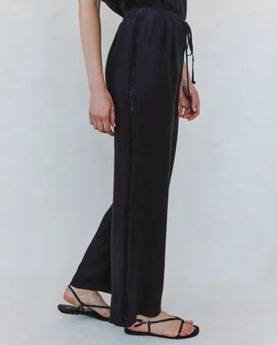 Bella Dahl Beach Pant With Lattice Stripe In Black