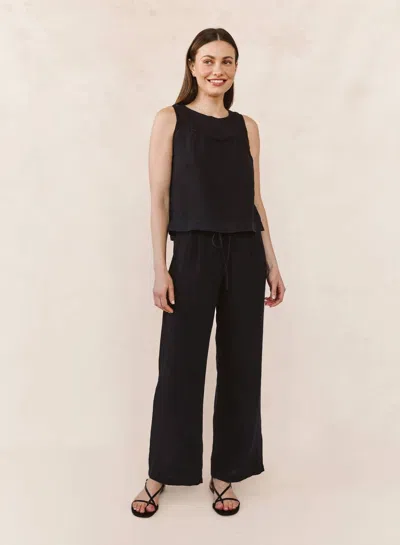 Bella Dahl Beach Pant With Lattice Stripe In Black