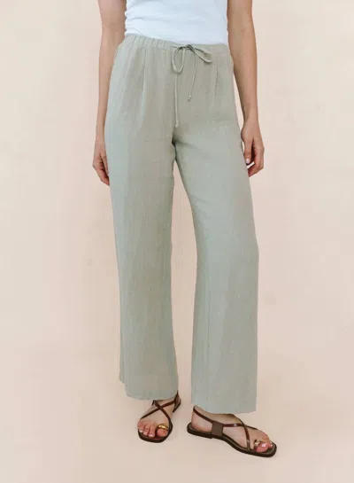 Bella Dahl Beach Pant With Lattice Stripe In Green Tea