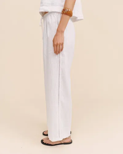 Bella Dahl Beach Pant With Lattice Stripe In White