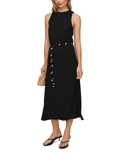 Bella Dahl Beaded Belt Bias Midi Dress In Black