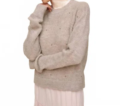 Bella Dahl Beaded Crew Neck Sweater In Hazel Wood In Brown