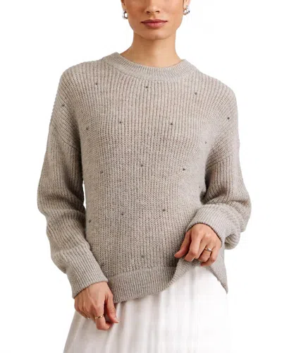 Bella Dahl Beaded Crewneck Sweater In Hazel Wood In Gray
