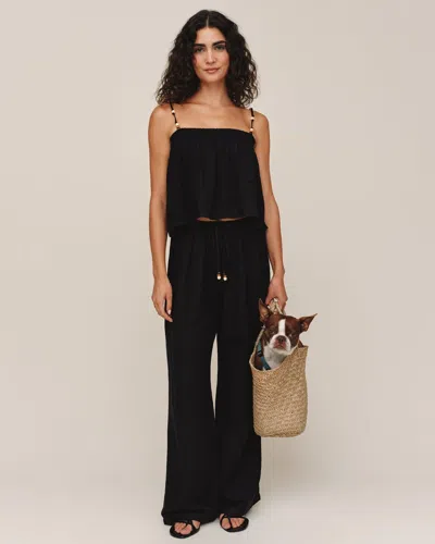 Bella Dahl Beaded Drawstring Beach Pant In Black