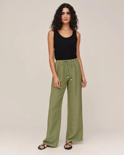 Bella Dahl Beaded Drawstring Beach Pant In Green