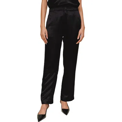 Bella Dahl Beaded Piping Satin Pants In Black