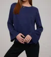 Bella Dahl Bell Sleeve Button Back Top In Bold Navy In Blue