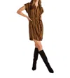 Bella Dahl Belted Cap Sleeve Dress In Gilded Brown In Multi
