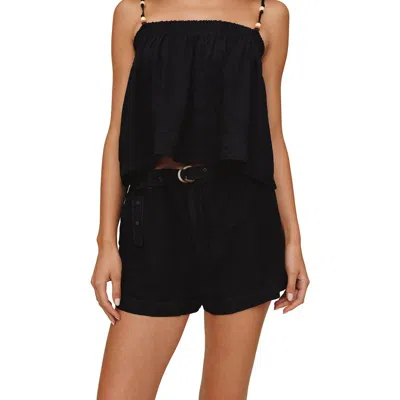 Bella Dahl Belted Eyelet Linen Blend Shorts In Black